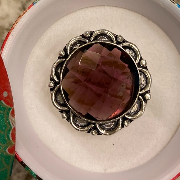 Cushion Cut Solitaire Amethyst Ring - Picture 3 of 5